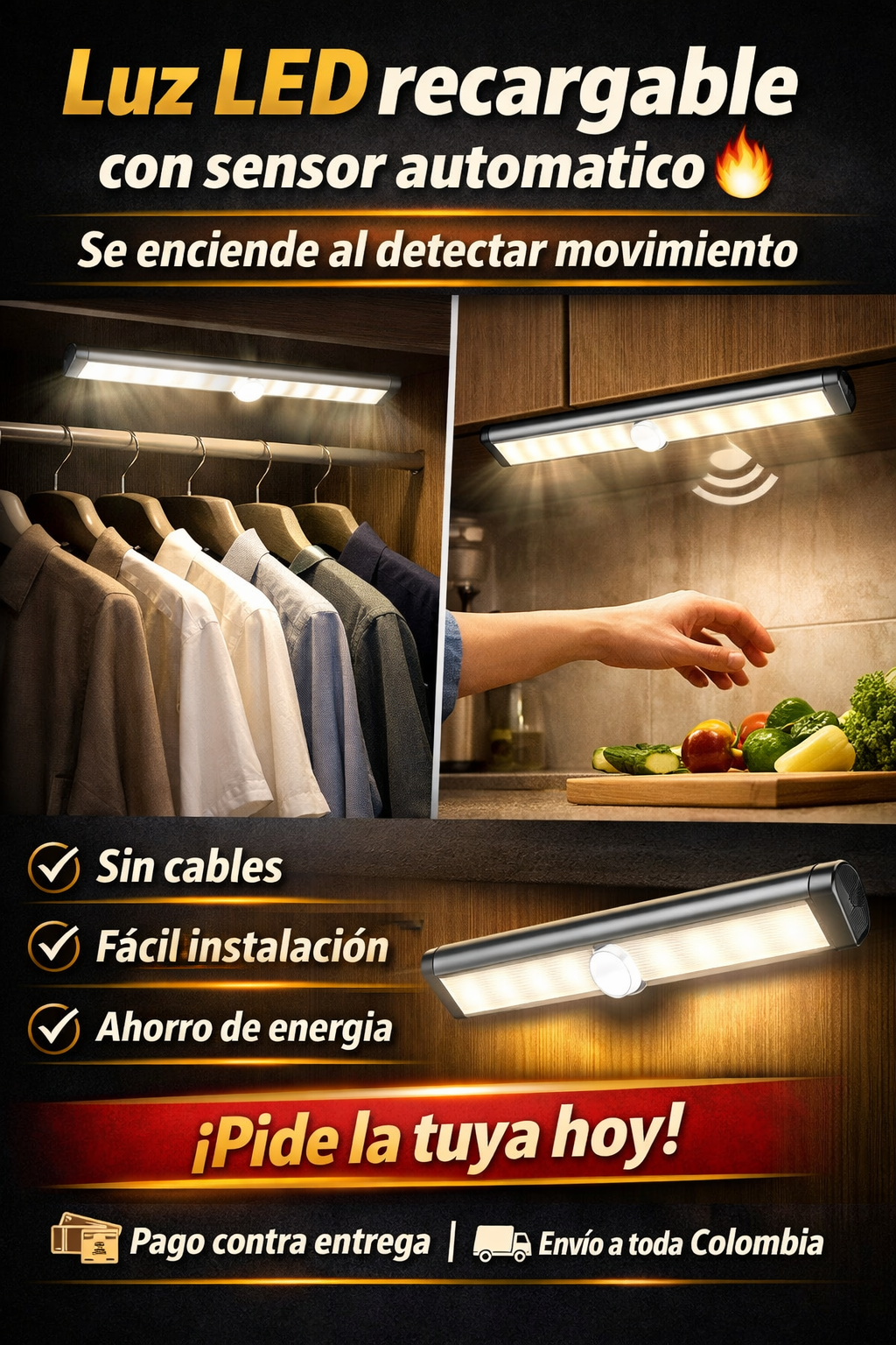 BARRA LUZ LED RECARGABLE CON SENSOR (Cópia)
